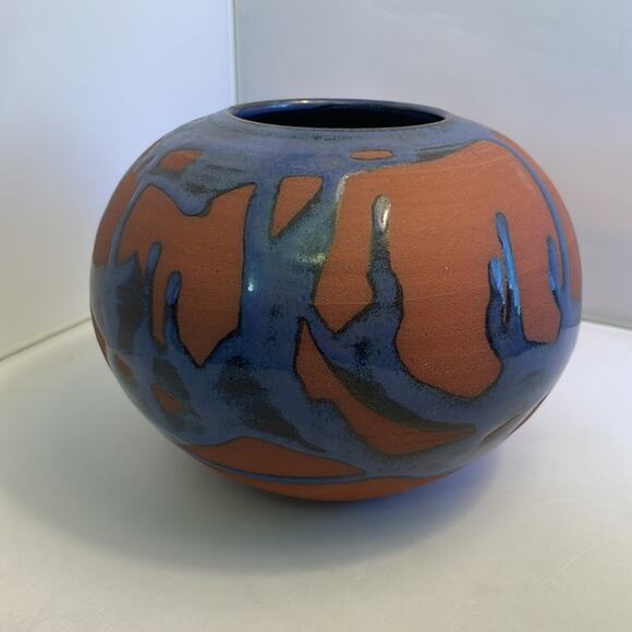 Signed Jon Mehr Studio Art Red Ware Purple Drip Glaze Pottery EUC - Picture 5 of 9